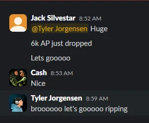 Member celebrating a $6,000 result