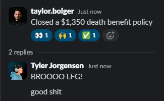 Member sharing a $1,350 policy close