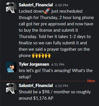 Member sharing a successful rescheduled sale